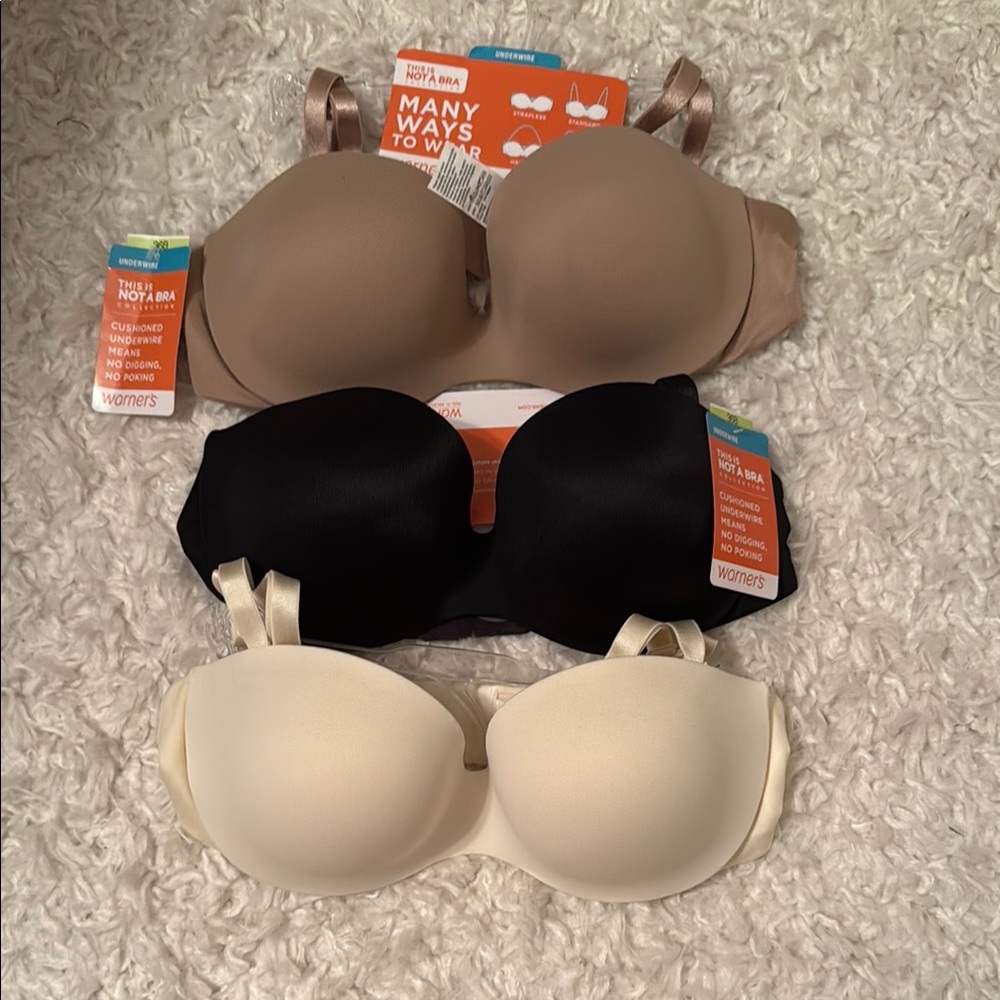 Warner's Versatile Bra Trio - Black, Tan, Cream